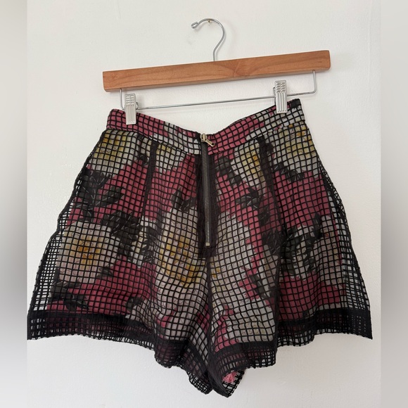 Fleur du Mal High Waist Mesh Overlay Shorts - Black Pink and Yellow - Picture 5 of 8